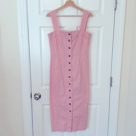 HUNTER BELL Dresses & Skirts - Hunter Bell Button-Up Midi Dress Sloan Pale Pink Cotton Size 8 EUC